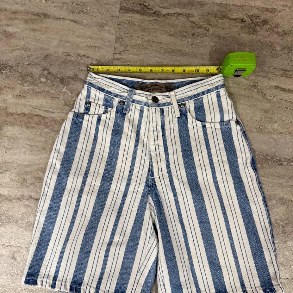 Vintage‎ Levis Loose Denim Jean - Blue White Shorts Striped - Womens SZ 5 -U.S.A